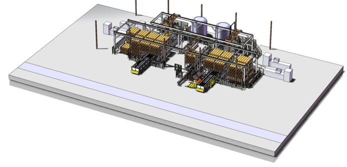 A rendering of an AHI Core Cleaning and Broke Handling system
