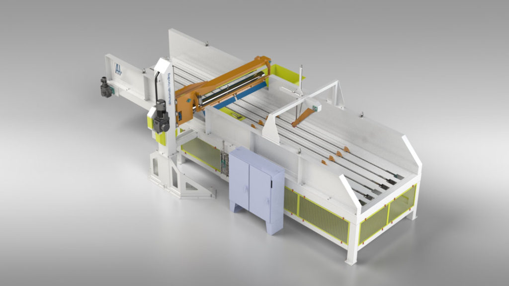 A rendering of an AHI Recycle Bale Dewiring system