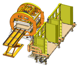 A rendering of an AHI pallet inverting system