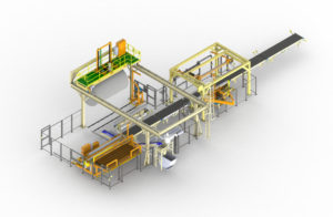 A rendering of a fiberglass handling system
