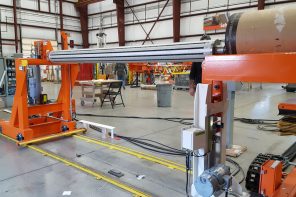 An image of a dry end roll handling system during factory acceptance testing